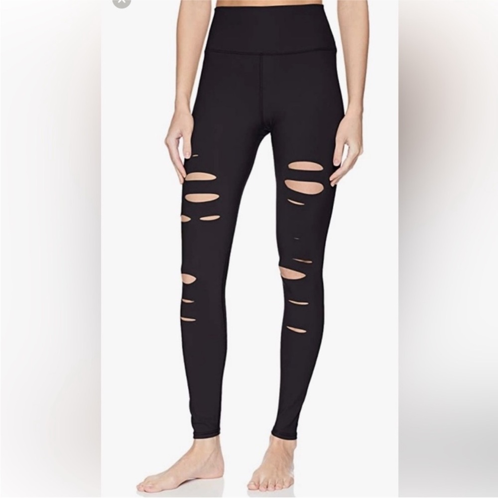 Alo Warrior Ripped Black womens Leggings Medium